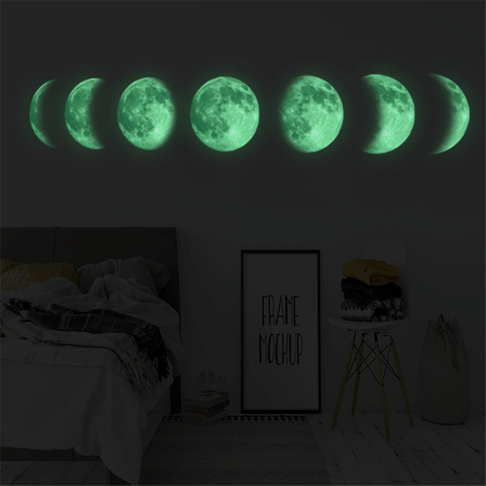 Autocollants muraux lumineux de carte de changement de lune