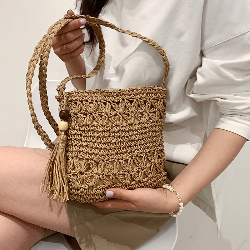 Petits sacs à bandoulière en paille tissés à la main pour femmes, pour les vacances d'été et la plage