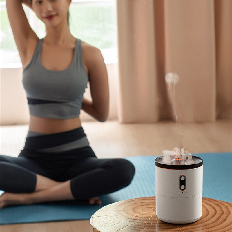 Humidificateur d'air portable avec diffuseur d'huiles essentielles aromatiques à flamme volcanique,