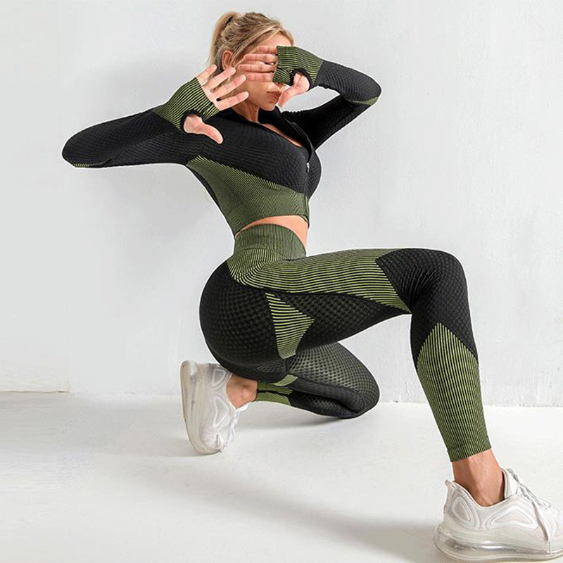 3 Piece Yoga Set, Seamless Sportswear, Women's Activewear