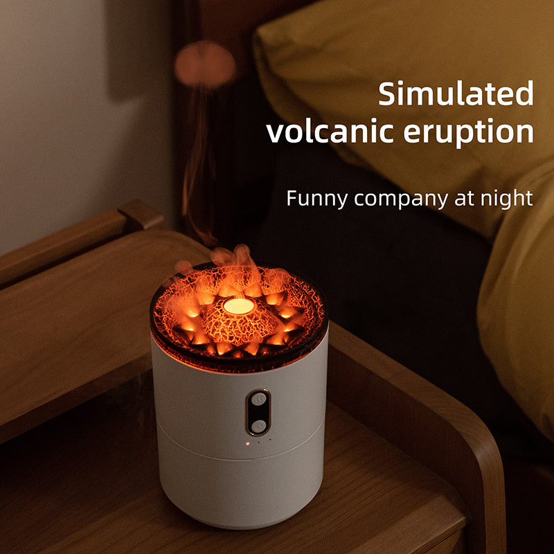 Humidificateur d'air portable avec diffuseur d'huiles essentielles aromatiques à flamme volcanique,