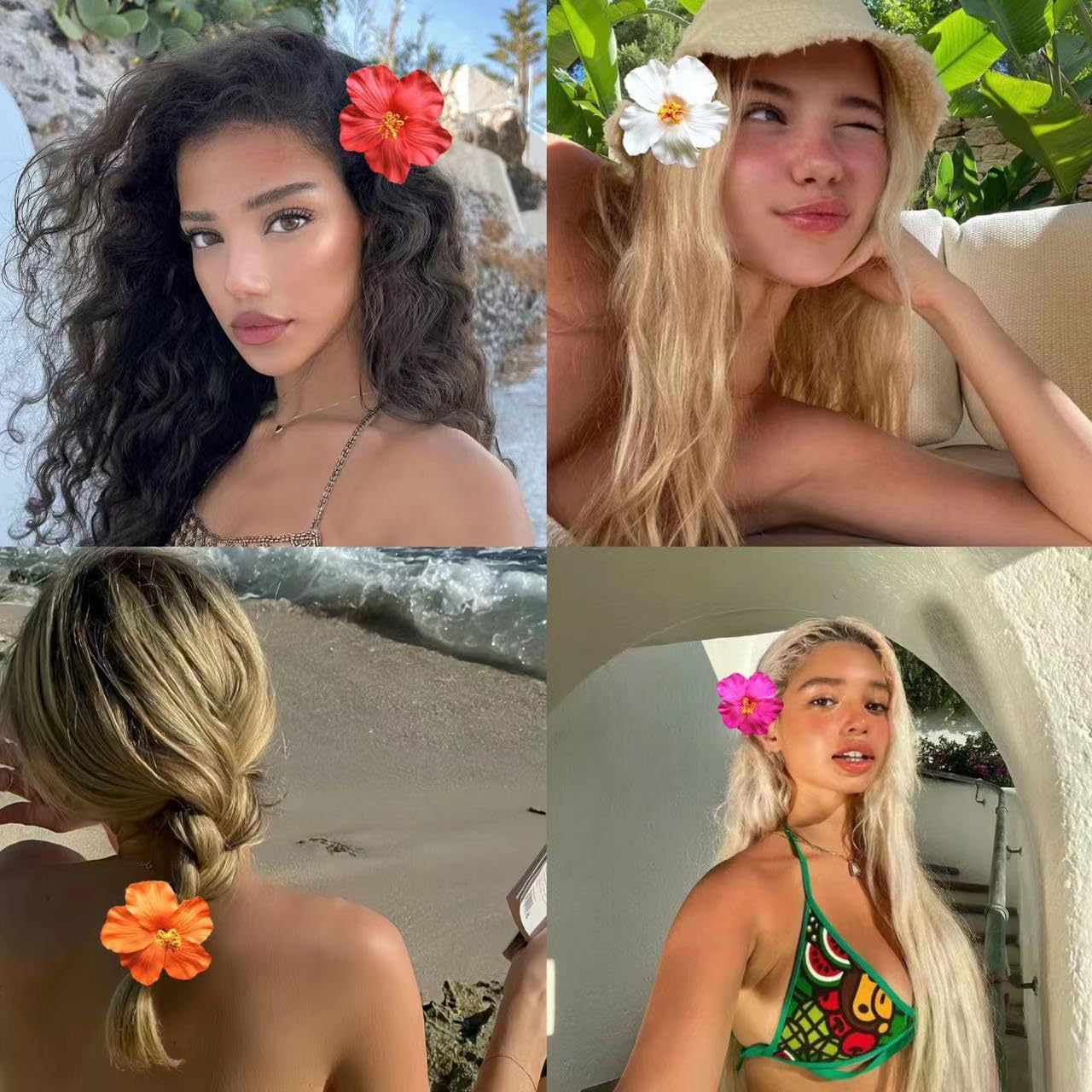 Barrette à cheveux bohème à fleurs pour les vacances à la plage