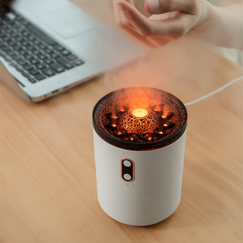 Humidificateur d'air portable avec diffuseur d'huiles essentielles aromatiques à flamme volcanique,