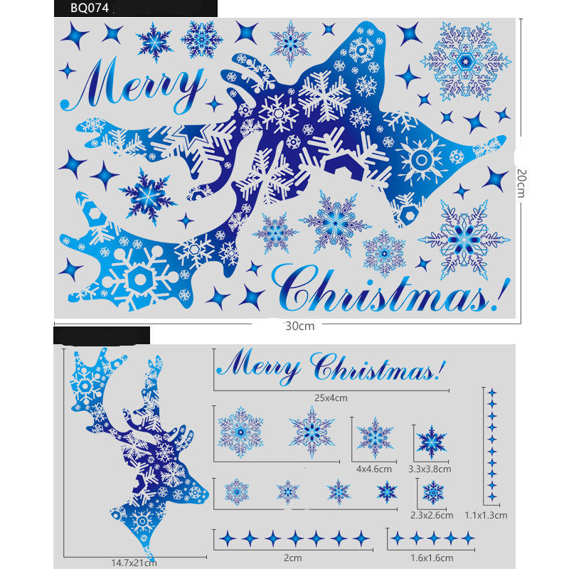 Autocollants de Noël en forme de renne et de flocon de neige pour décoration de fenêtre et de mur de Noël pour chambre d'enfant