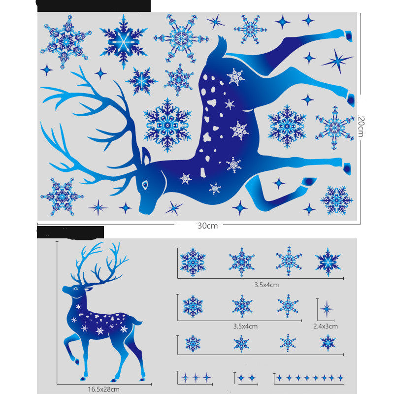 Autocollants de Noël en forme de renne et de flocon de neige pour décoration de fenêtre et de mur de Noël pour chambre d'enfant