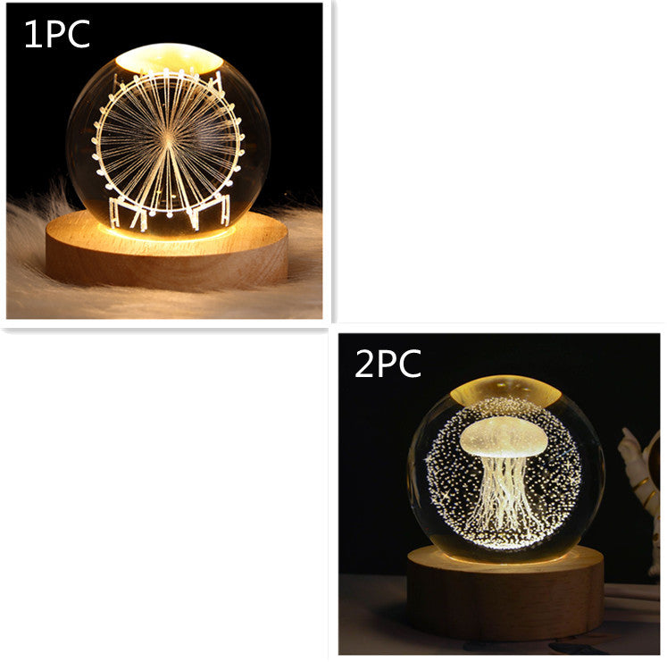 Mini lampe de nuit boule de cristal, lumière d'ambiance, cadeau créatif nouveau et étrange