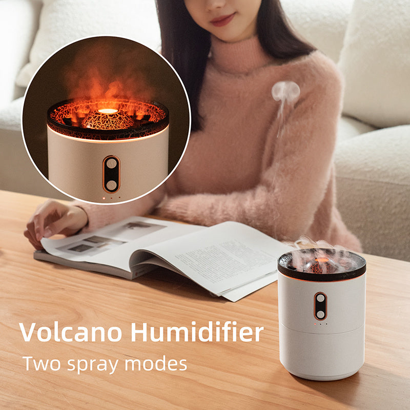 Humidificateur d'air portable avec diffuseur d'huiles essentielles aromatiques à flamme volcanique,