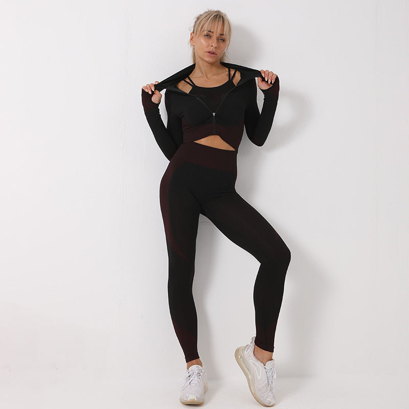 3 Piece Yoga Set, Seamless Sportswear, Women's Activewear