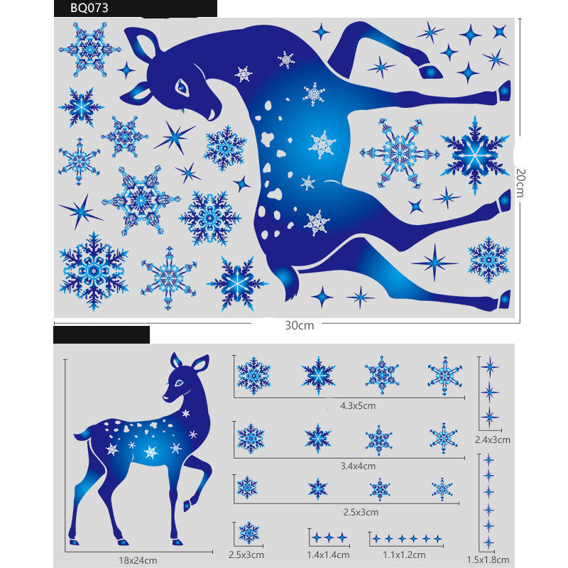 Autocollants de Noël en forme de renne et de flocon de neige pour décoration de fenêtre et de mur de Noël pour chambre d'enfant