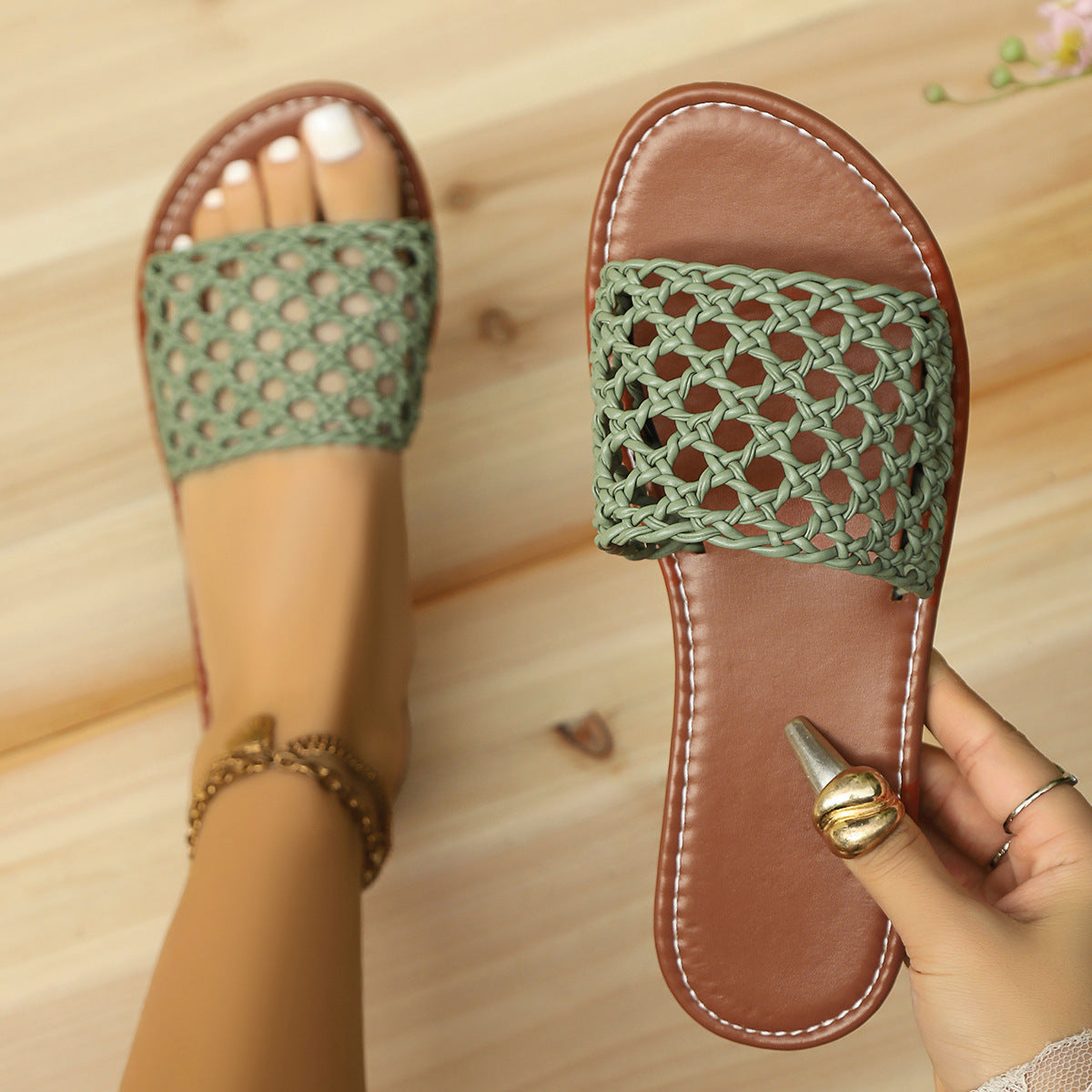Chaussons en maille à bout carré pour femmes