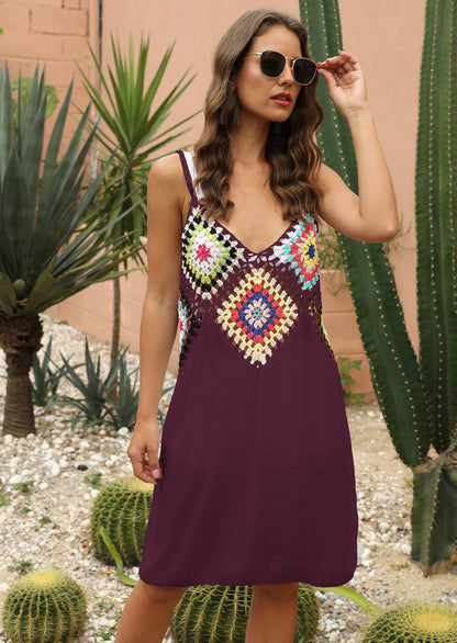 Robe à bretelles au crochet style bohème