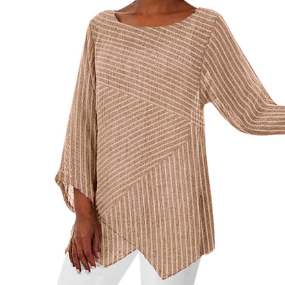Chemise à manches longues irrégulières à rayures et col en V