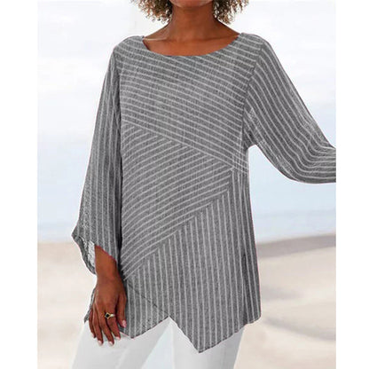 Chemise à manches longues irrégulières à rayures et col en V