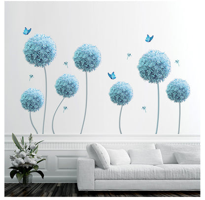 Autocollants muraux créatifs 3D à fleurs bleues
