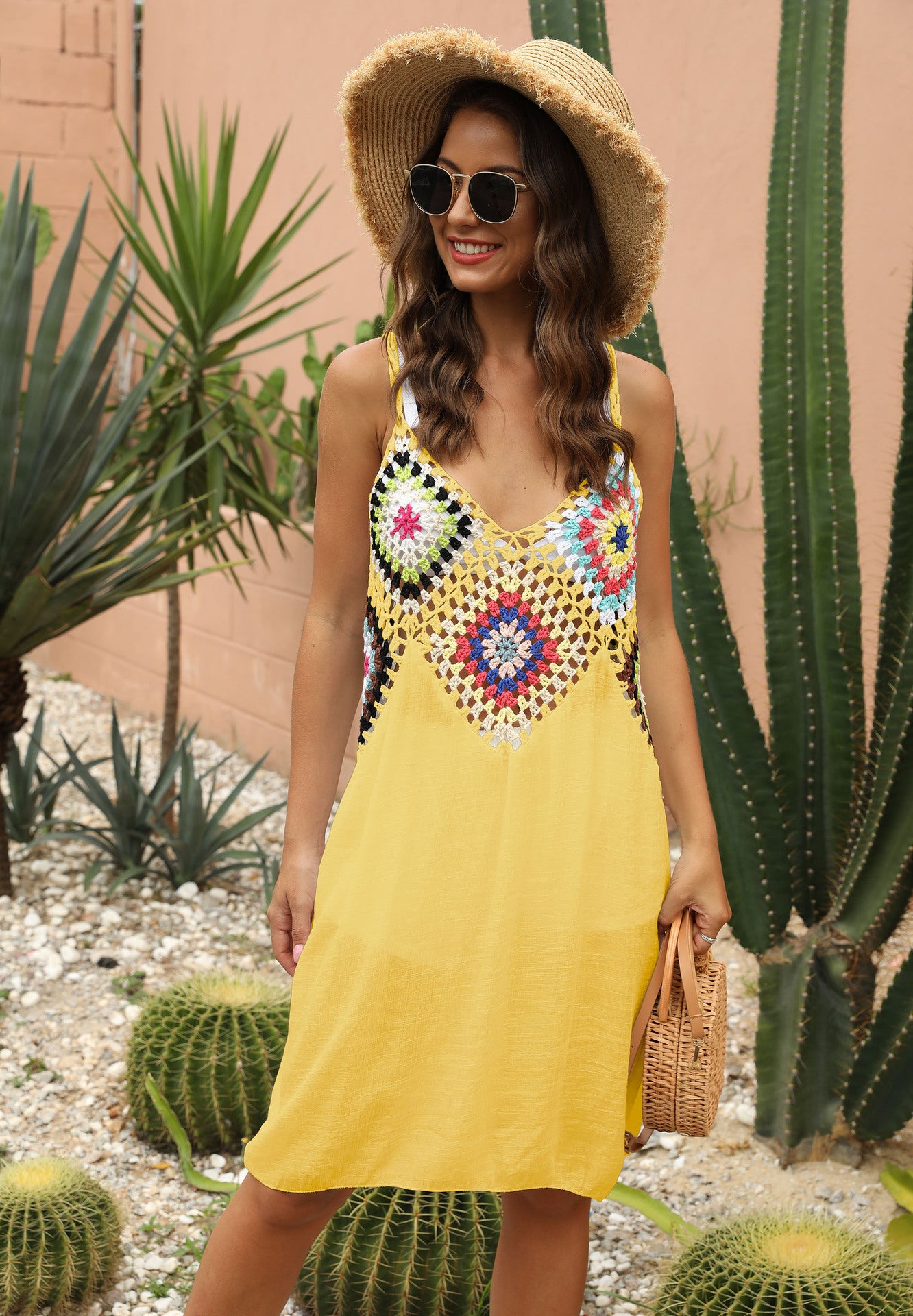 Robe à bretelles au crochet style bohème