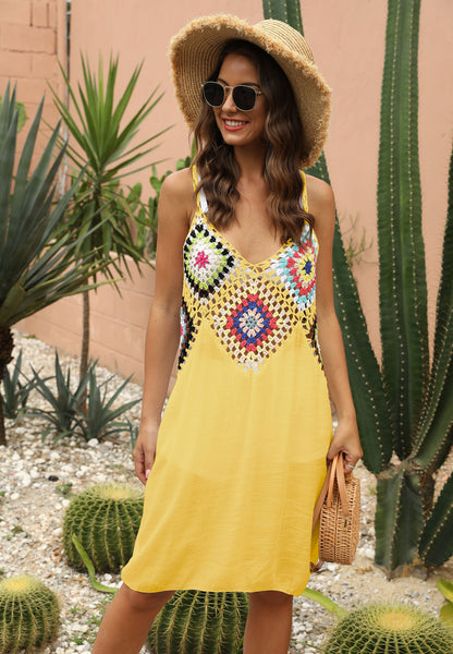 Robe à bretelles au crochet style bohème