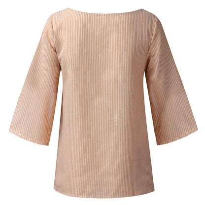 Chemise à manches longues irrégulières à rayures et col en V