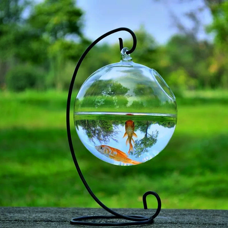 Vase en verre suspendu pour aquarium