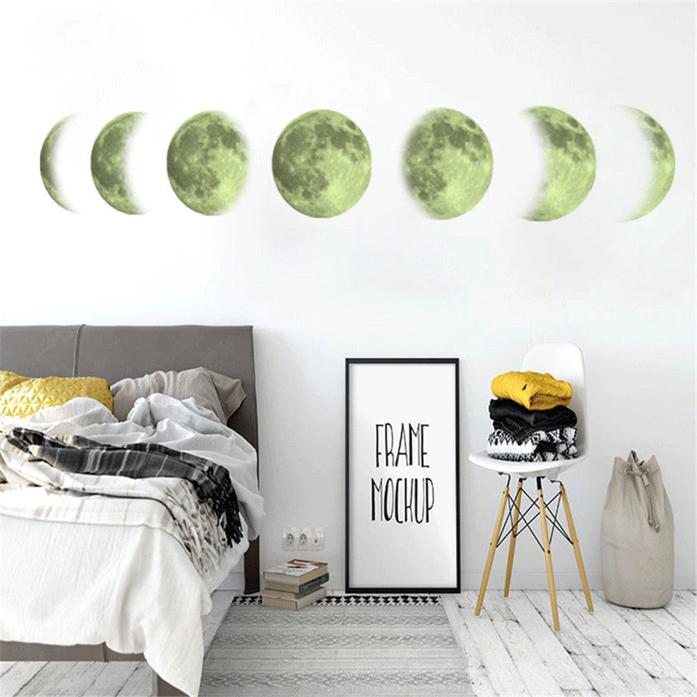 Autocollants muraux lumineux de carte de changement de lune