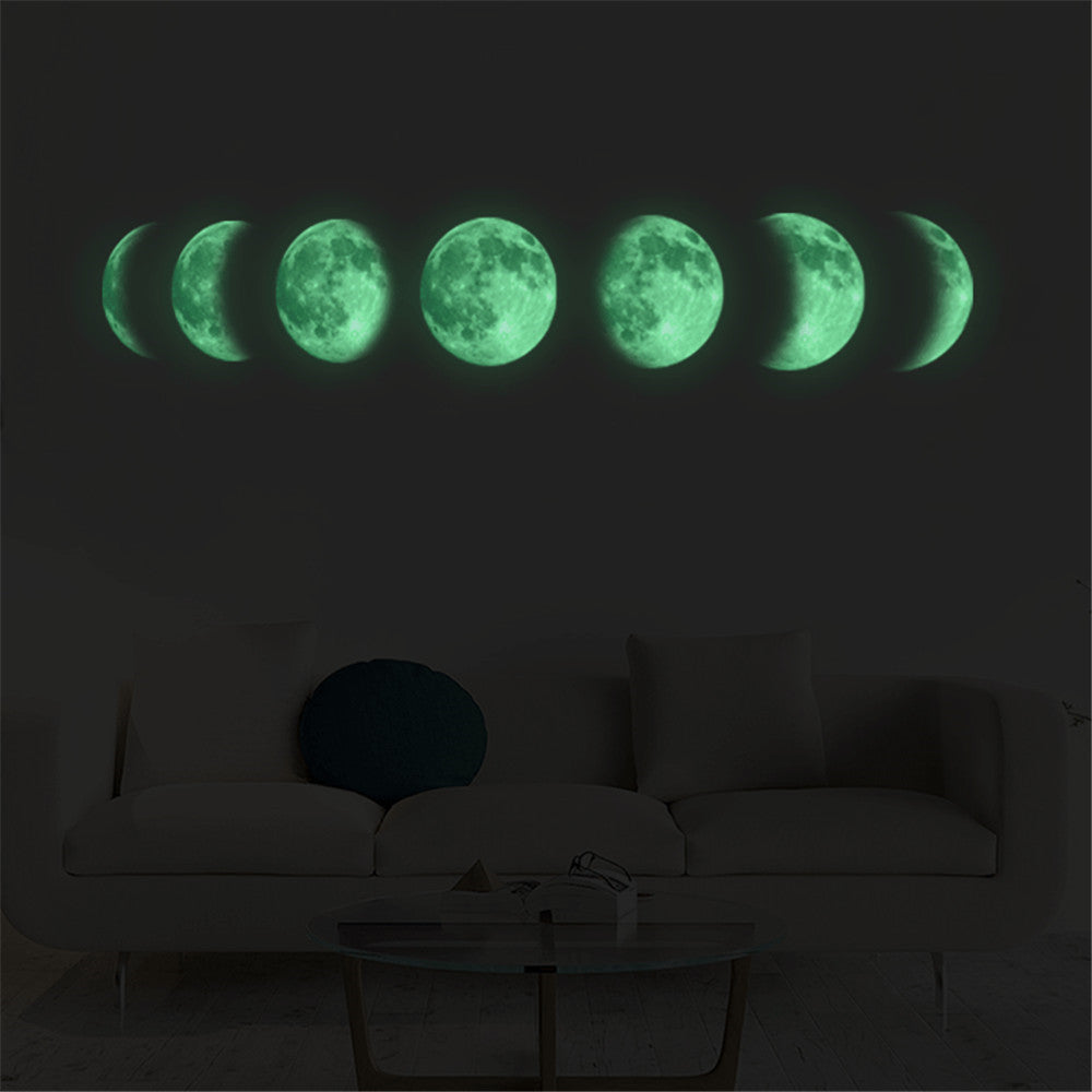 Autocollants muraux lumineux de carte de changement de lune