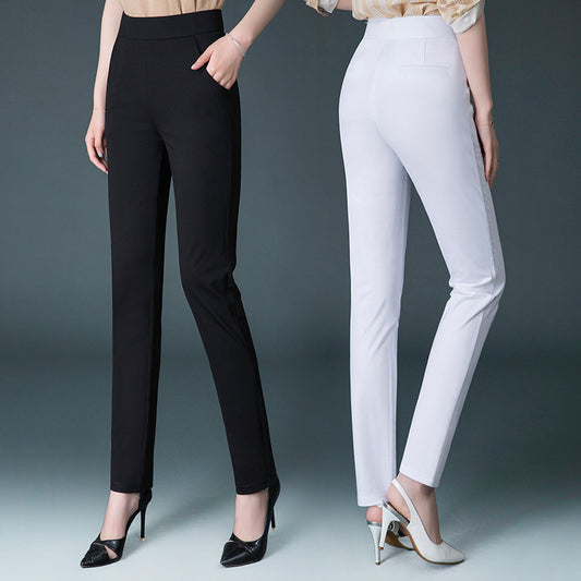 Pantalon de survêtement taille haute, coupe slim et jambe droite