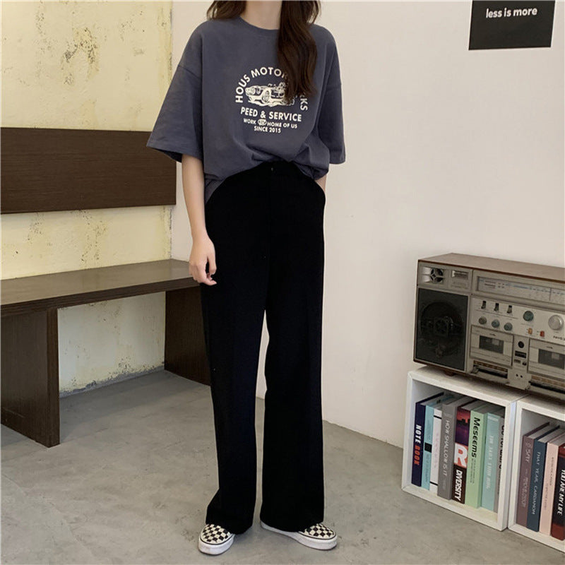 T-shirt ample à manches courtes et col rond pour femme