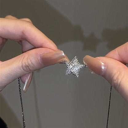 Magnetic Five-pointed Star Necklace With Rhinestones Stainless Steel Clavicle Chain Personalized Designer Necklace Women Jewelry Gifts