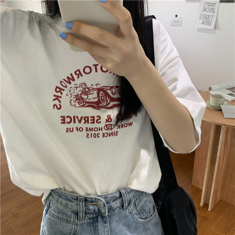 T-shirt ample à manches courtes et col rond pour femme