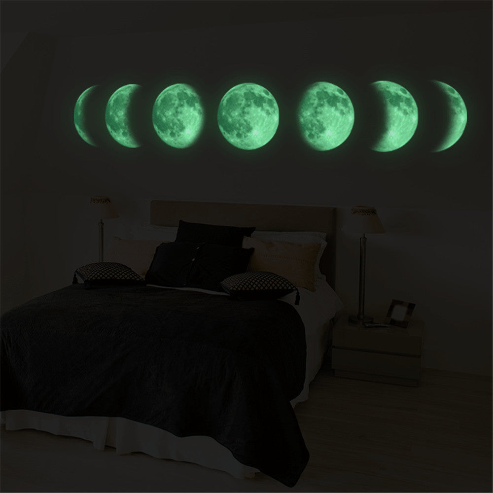 Autocollants muraux lumineux de carte de changement de lune