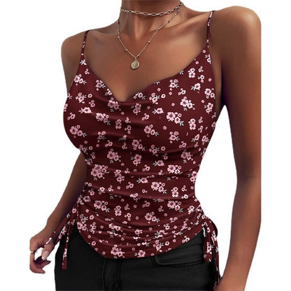 Hauts à bretelles spaghetti et col en V pour femme, vêtements d'été