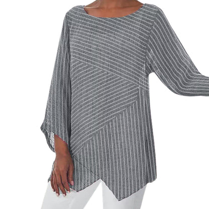 Chemise à manches longues irrégulières à rayures et col en V