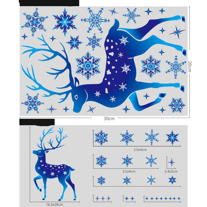 Autocollants de Noël en forme de renne et de flocon de neige pour décoration de fenêtre et de mur de Noël pour chambre d'enfant