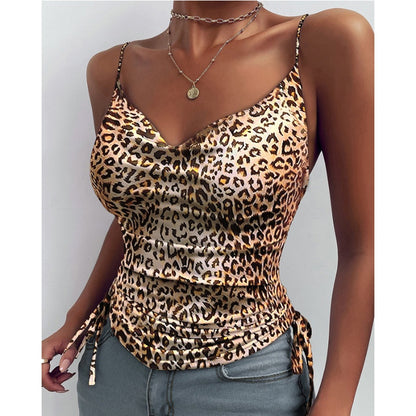 Hauts à bretelles spaghetti et col en V pour femme, vêtements d'été