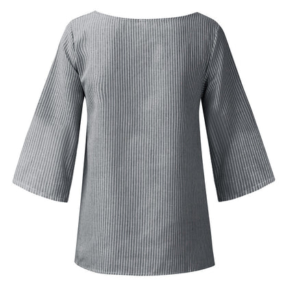 Chemise à manches longues irrégulières à rayures et col en V