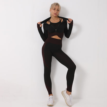 3 Piece Yoga Set, Seamless Sportswear, Women's Activewear