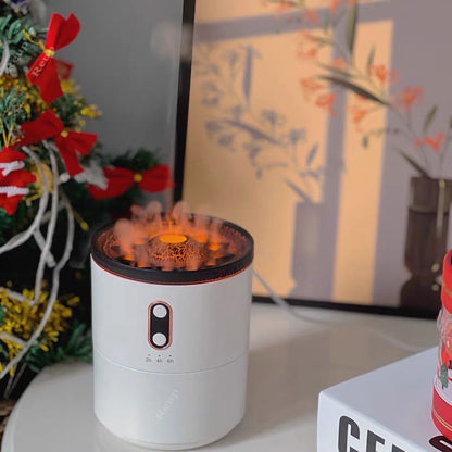 Humidificateur d'air portable avec diffuseur d'huiles essentielles aromatiques à flamme volcanique,