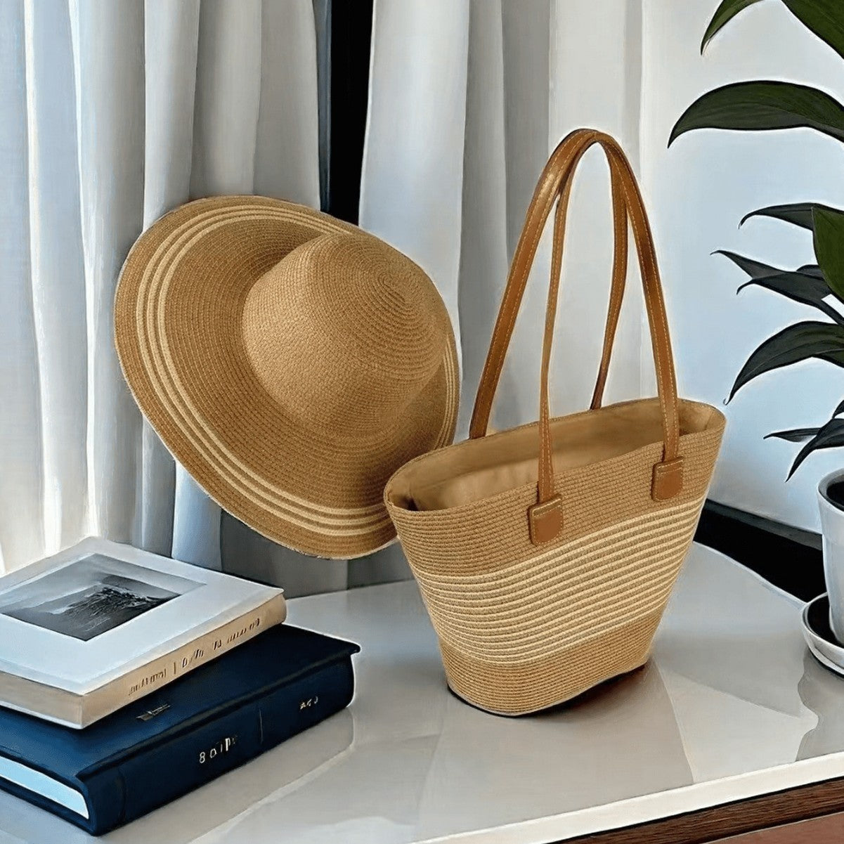 Ensemble de sacs de protection solaire avec chapeau de paille