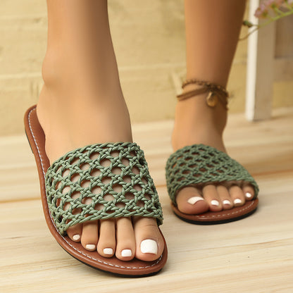 Chaussons en maille à bout carré pour femmes