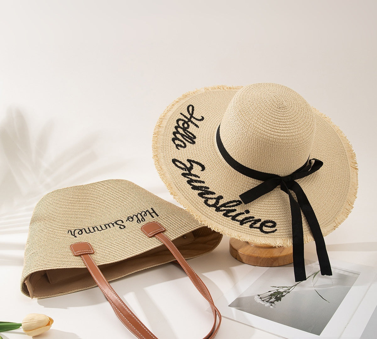 Ensemble de sacs de protection solaire avec chapeau de paille